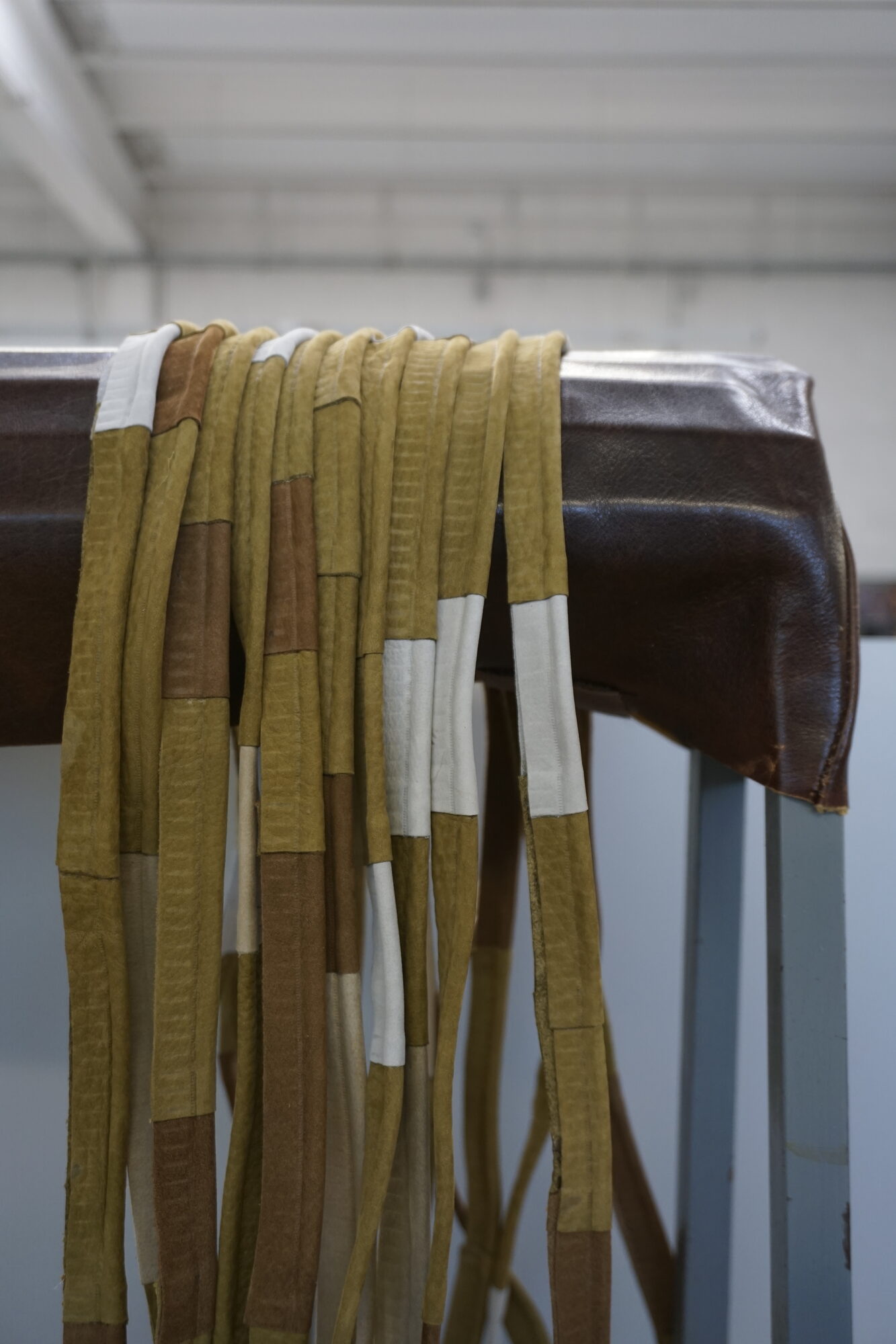 Bordo al Centro — detail of the leather strips